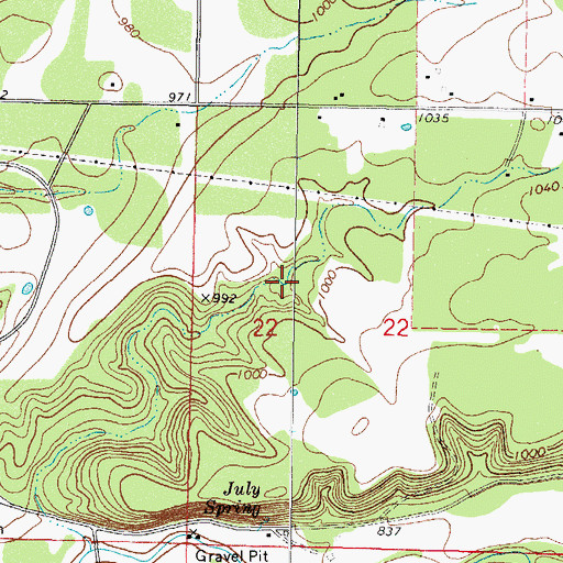 Topographic Map of Township of Wauhillau, OK