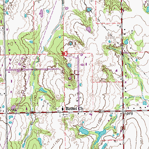 Topographic Map of Bethel Acres, OK