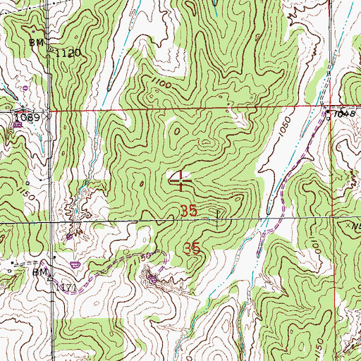Topographic Map of Etowah, OK