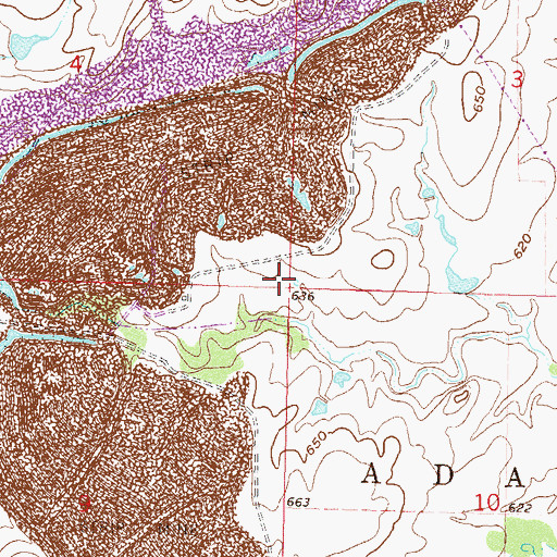 Topographic Map of Fair Oaks, OK