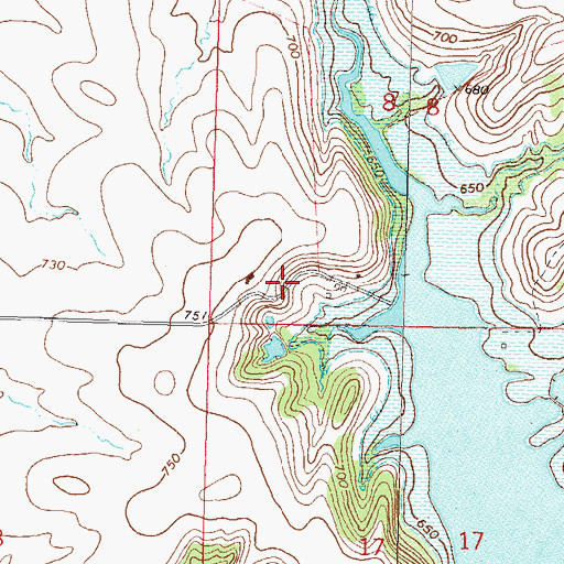 Topographic Map of Jamestown, OK
