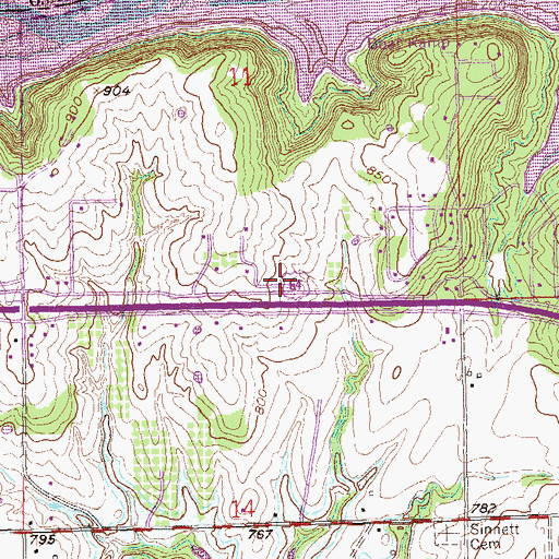 Topographic Map of Mule Barn, OK