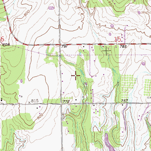 Topographic Map of Oak Grove, OK