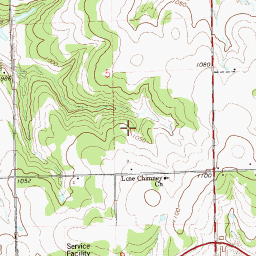 Topographic Map of Lone Chimney (historical), OK