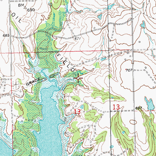 Topographic Map of Aylesworth Oil Field, OK