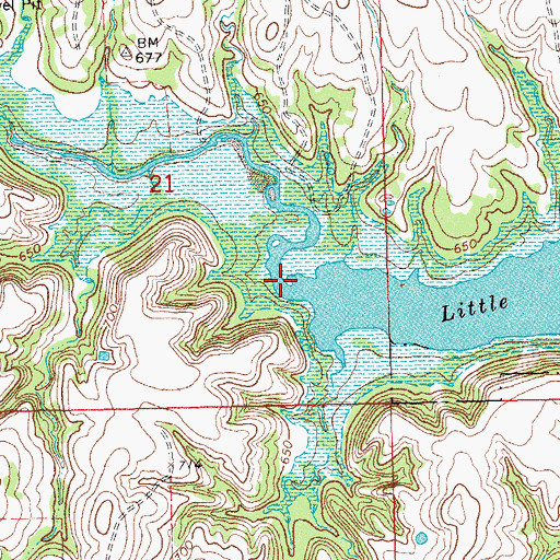 Topographic Map of Little Glasses Creek, OK