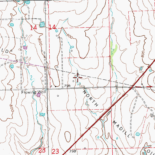 Topographic Map of North Madill Oil Field, OK