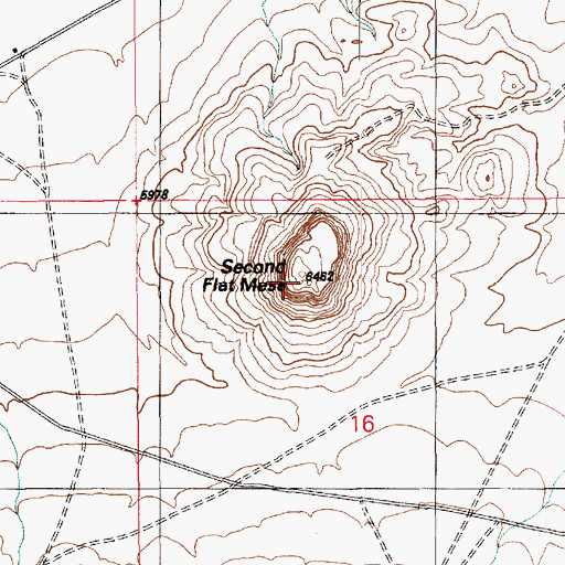 Topographic Map of Second Flat Mesa, AZ