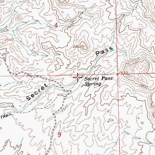 Topographic Map of Secret Pass Spring, AZ