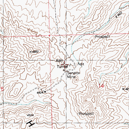 Topographic Map of Senator Mine, AZ