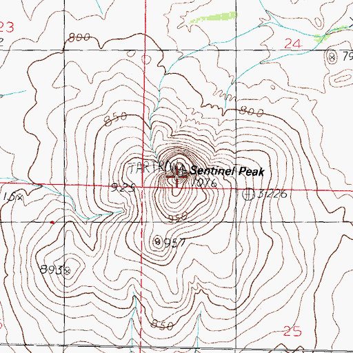 Topographic Map of Sentinel Peak, AZ