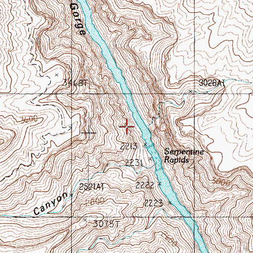 Topographic Map of Serpentine Rapids, AZ