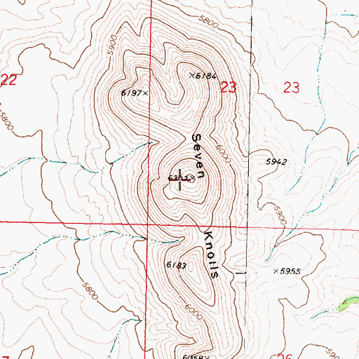 Topographic Map of Seven Knolls, AZ
