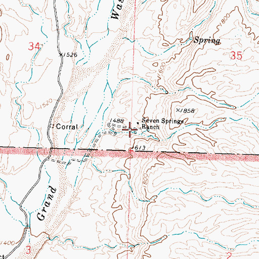 Topographic Map of Seven Springs Ranch, AZ