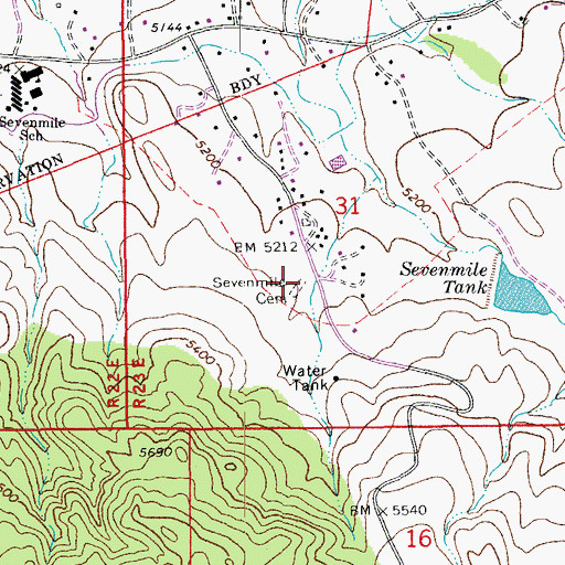 Topographic Map of Sevenmile Cemetery, AZ
