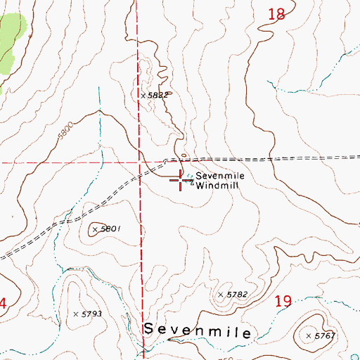 Topographic Map of Sevenmile Windmill, AZ