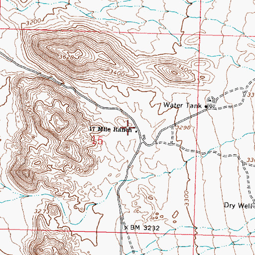 Topographic Map of Seventeen Mile Ranch, AZ