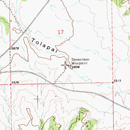 Topographic Map of Seventeen Windmill, AZ
