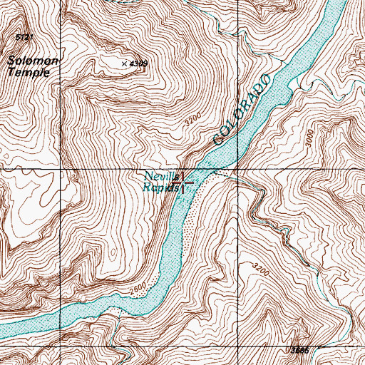 Topographic Map of Nevills Rapids, AZ