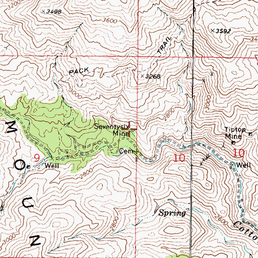 Topographic Map of Seventysix Mine, AZ