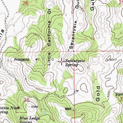 Topographic Map of Seventysix Spring, AZ