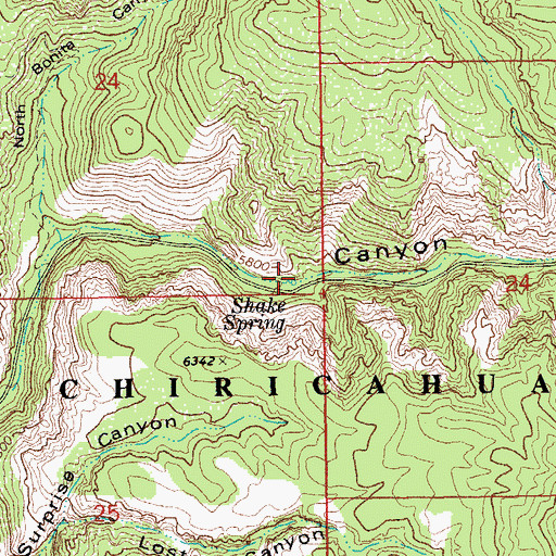 Topographic Map of Shake Spring, AZ