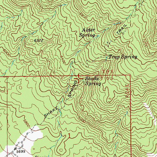 Topographic Map of Shake Spring, AZ