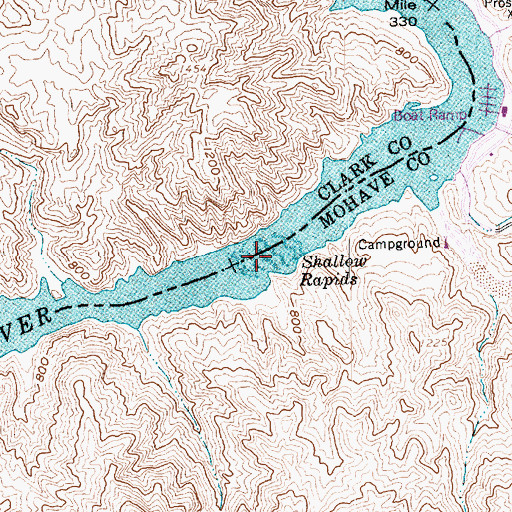 Topographic Map of Shallow Rapids, AZ
