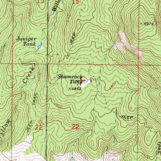 Topographic Map of Shamrock Tank, AZ