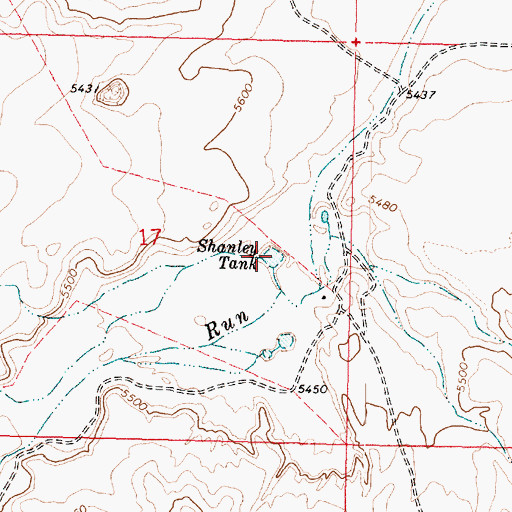 Topographic Map of Shanley Tank, AZ