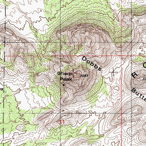 Topographic Map of Sharp Peak, AZ