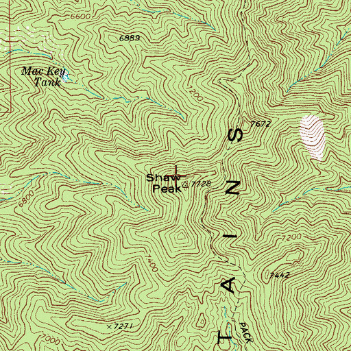 Topographic Map of Shaw Peak, AZ