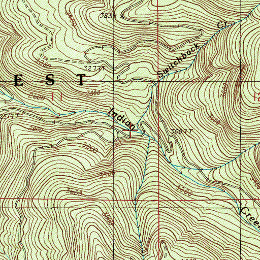 Topographic Map of Switch Back Creek, OR