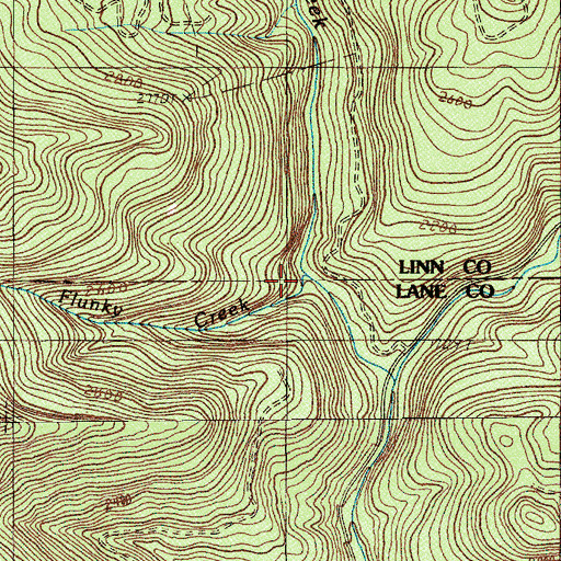Topographic Map of Flunky Creek, OR