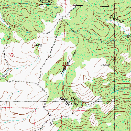 Topographic Map of Sage Hen Flat, OR