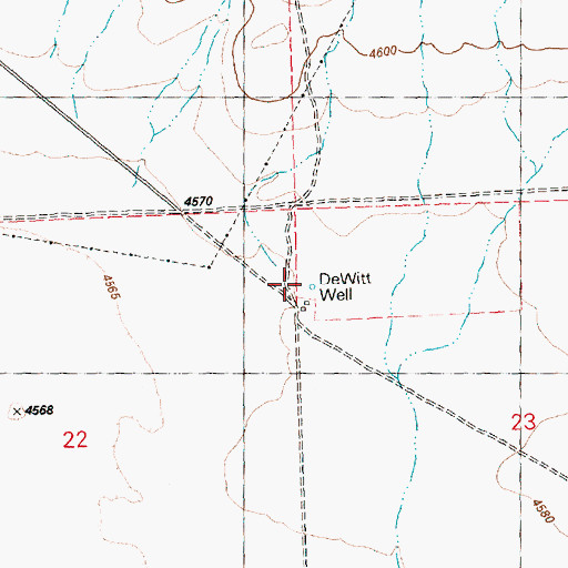 Topographic Map of De Witt Well, OR
