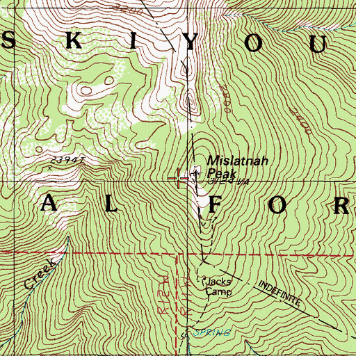 Topographic Map of Mislatnah Peak, OR