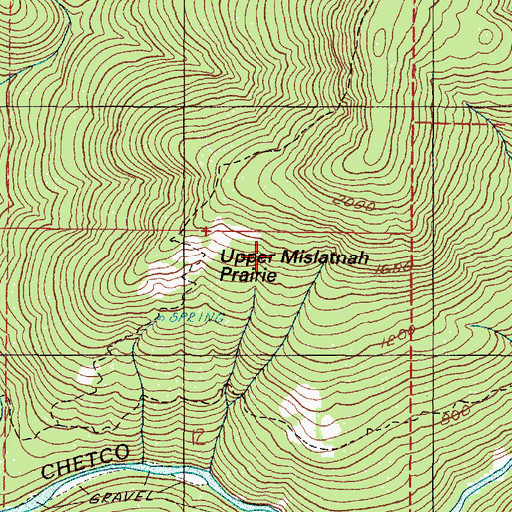 Topographic Map of Upper Mislatnah Prairie, OR