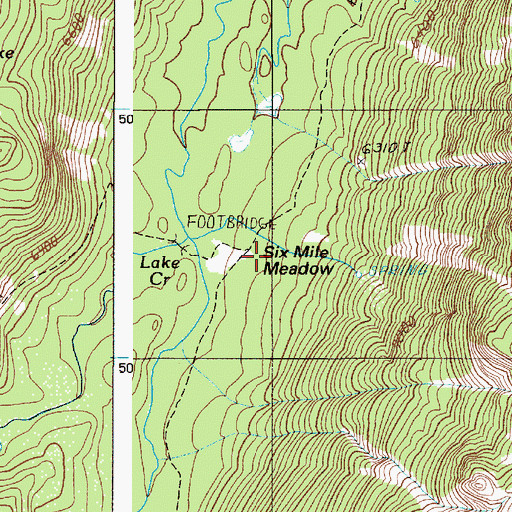 Topographic Map of Six Mile Meadow, OR