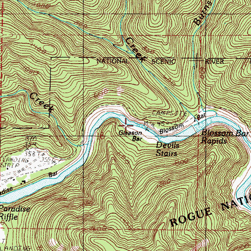 Topographic Map of Gleason Bar, OR