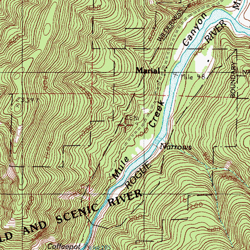Topographic Map of Mule Creek Cemetery, OR