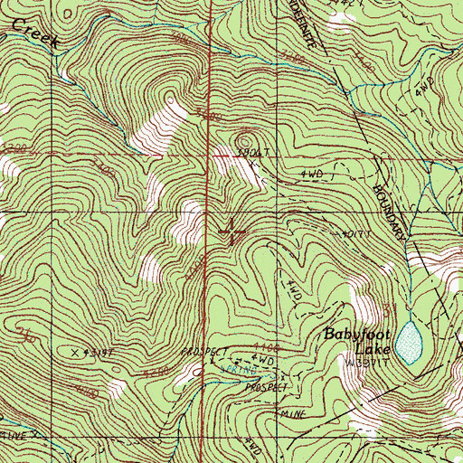 Topographic Map of Babyfoot Mine, OR