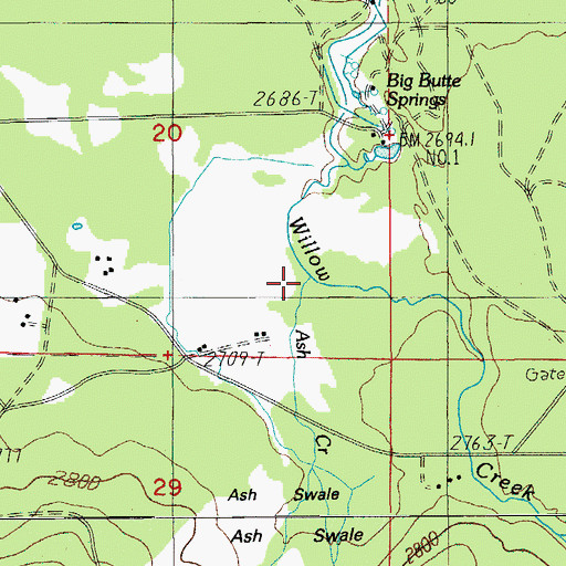 Topographic Map of Ash Creek, OR