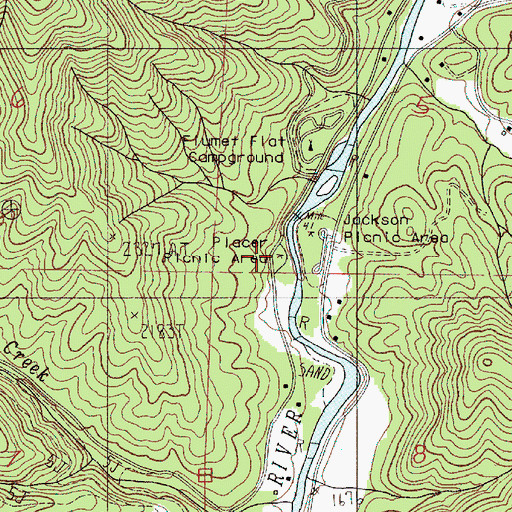 Topographic Map of Placer Recreation Site, OR