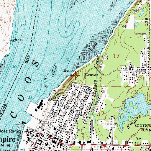 Topographic Map of Empire Cemetery, OR