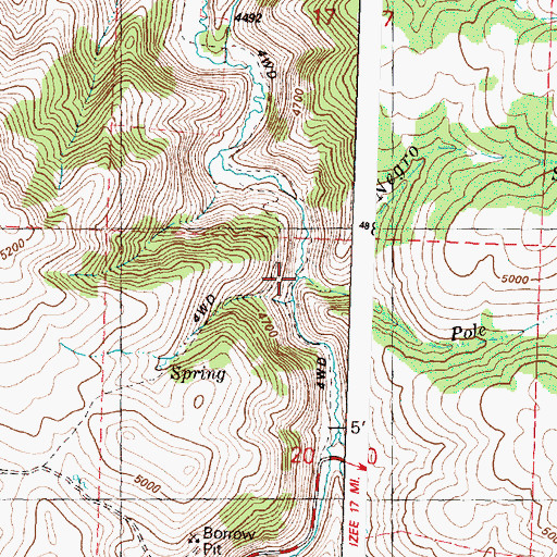 Topographic Map of Pole Creek, OR