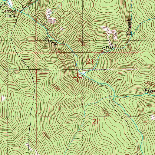 Topographic Map of Slide Creek, OR