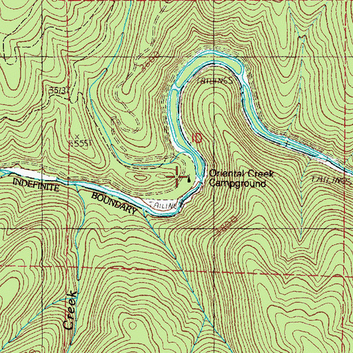 Topographic Map of Oriental Creek Recreation Site, OR
