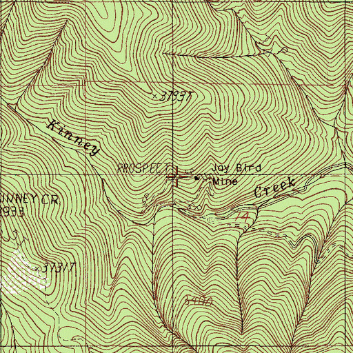 Topographic Map of Jay Bird Mine, OR