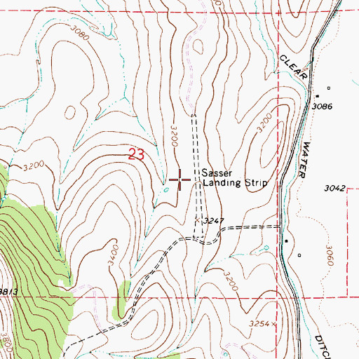 Topographic Map of Sasser Landing Strip (historical), OR